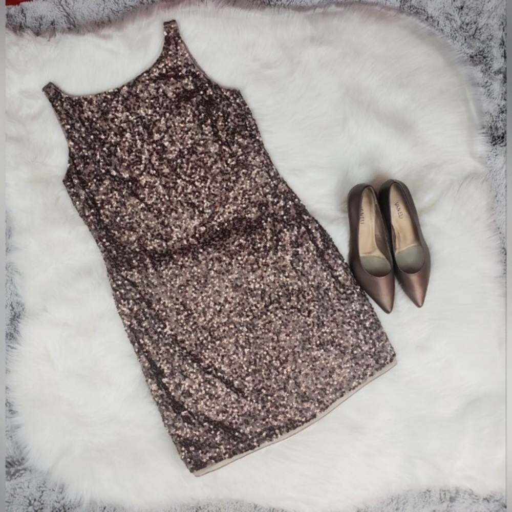 Adian Mattox Bronze sequined dress